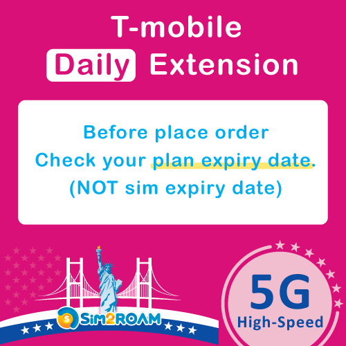 Extension -  T-mobile USA Daily plan(6-15 days) (not for monthly prepaid plan)