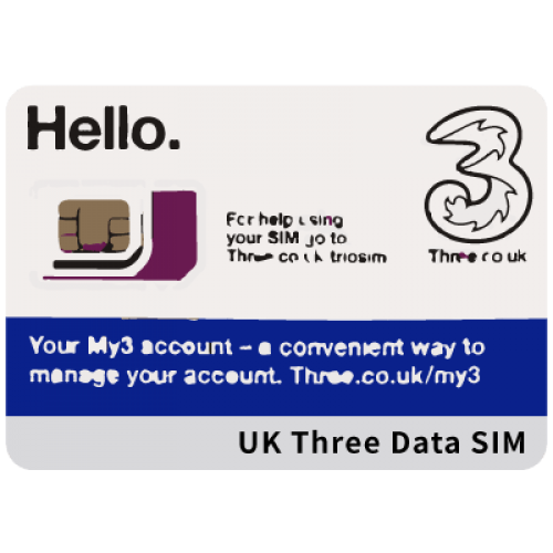 UK Three (telecom) SIM - Europe & Global Data SIM